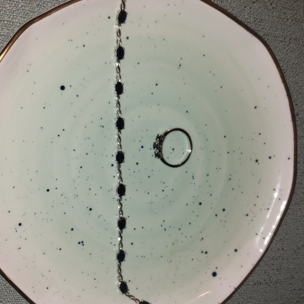 Genuine sapphire bracelet and ring